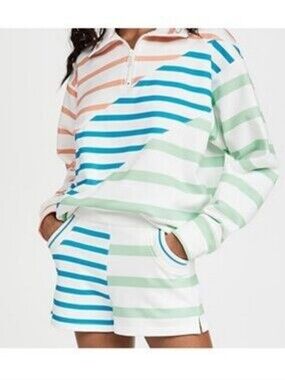 Solid & Striped Quarter Zip Pullover Sweatshirt With Matching Shorts NWT Size Sm
